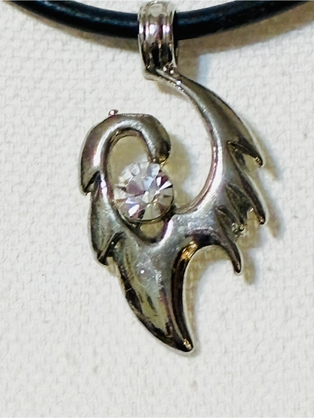 Silver Wing Pendant Necklace on Black Cord - Unbranded - Picture 2 of 4
